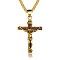 Cross Pendant Necklace, 60cm Box Chain, 18g Crucifix Jewelry – Retro Gold