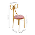 Pink Flannelette Vanity Stool with Backrest and Gold Legs – Dark Pink