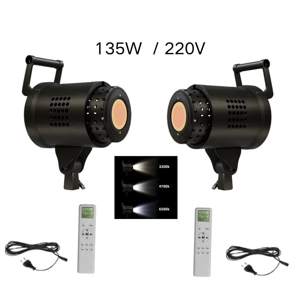 135W Dimmable LED Studio Lighting Kit with Softbox and 2m Stand – 135W 2pcs