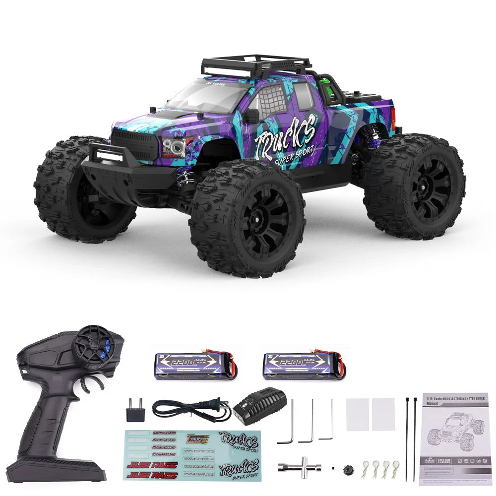 Jiusi PT14R 1/14 Scale 4WD RC Racing Car, 80 km/h Brushless Motor – PT14R 2B Blue