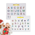 Double-sided magnetic letter tracing board for children, showing uppercase and lowercase alphabet.