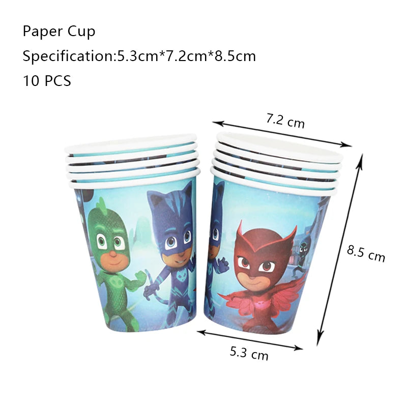 PJ Masks Birthday Party Decoration Balloon and Tableware Set – Cup - 10pcs