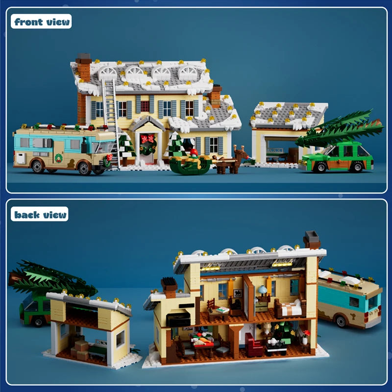 1950+PCS Classic Movie Christmas Vacation House Building Block Kit Winter Snow Village Model With RV Garage & Reindeer – view 5