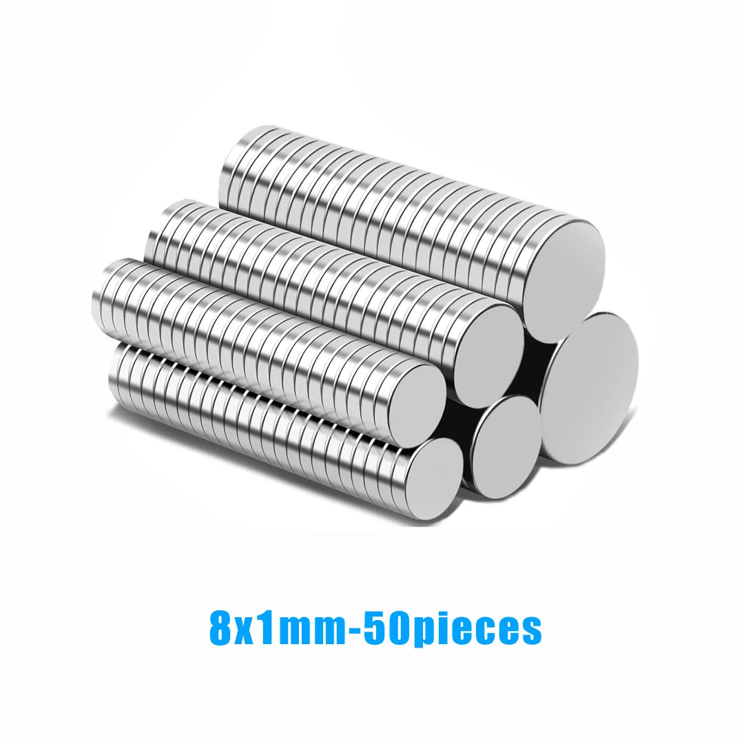 Strong Round Magnetic Stickers for DIY, Office, and Kitchen Organization – 8x1mm-50pcs