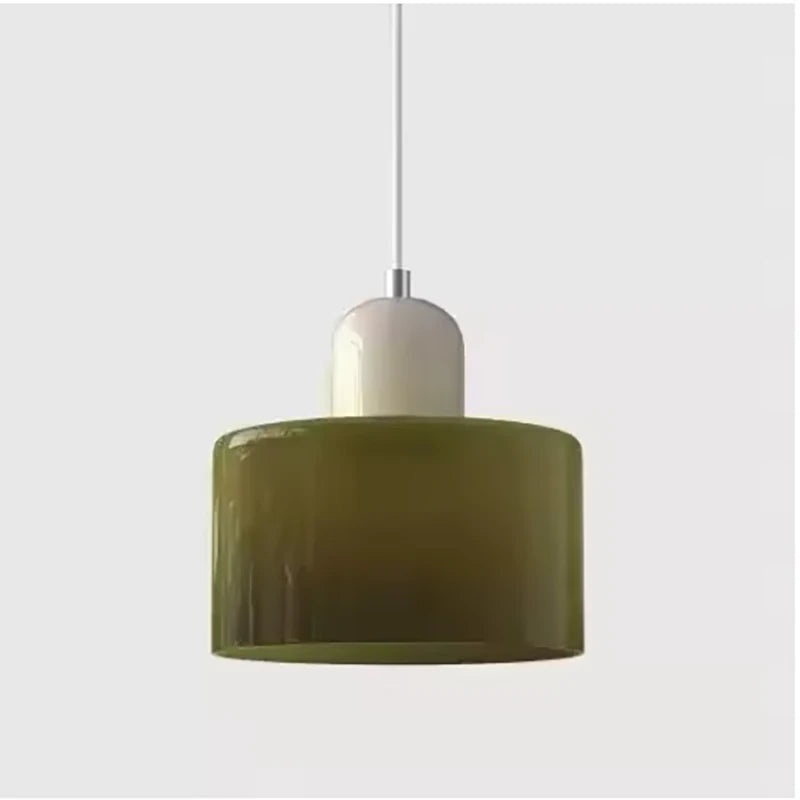 Modern Glass Pendant Light for Bedroom and Dining – E27 Corded Lamp – Brownish green Beige