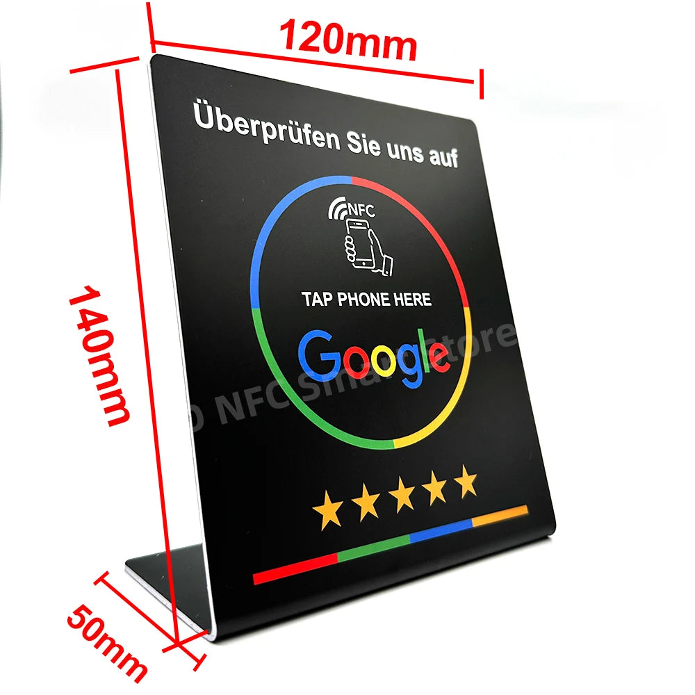 NFC 215 Programmable Google Review Stand and Card for Business – Black-S