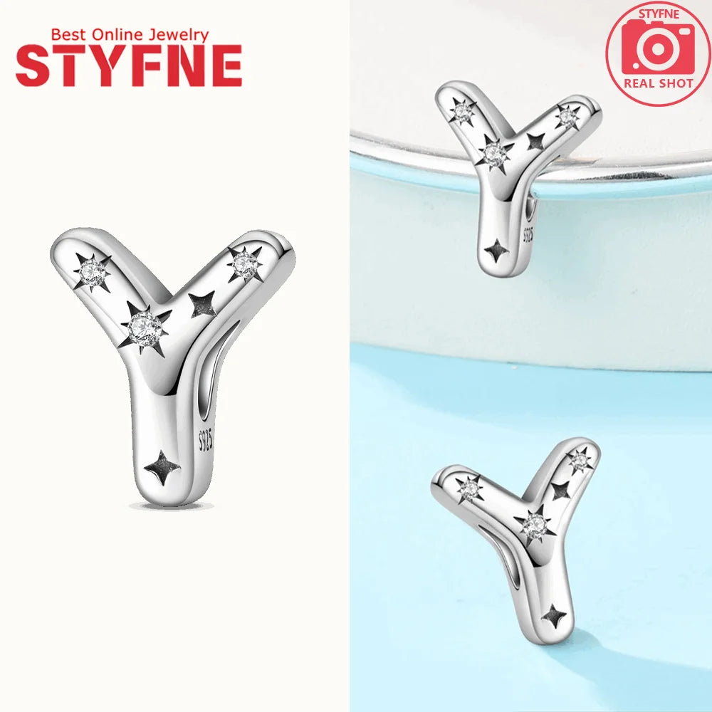 925 Silver Letter Charm with Zircon for Bracelet Jewelry Making – GYC1957-Y
