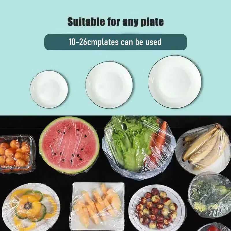 Demonstration of elastic food covers fitting various plate sizes and food containers