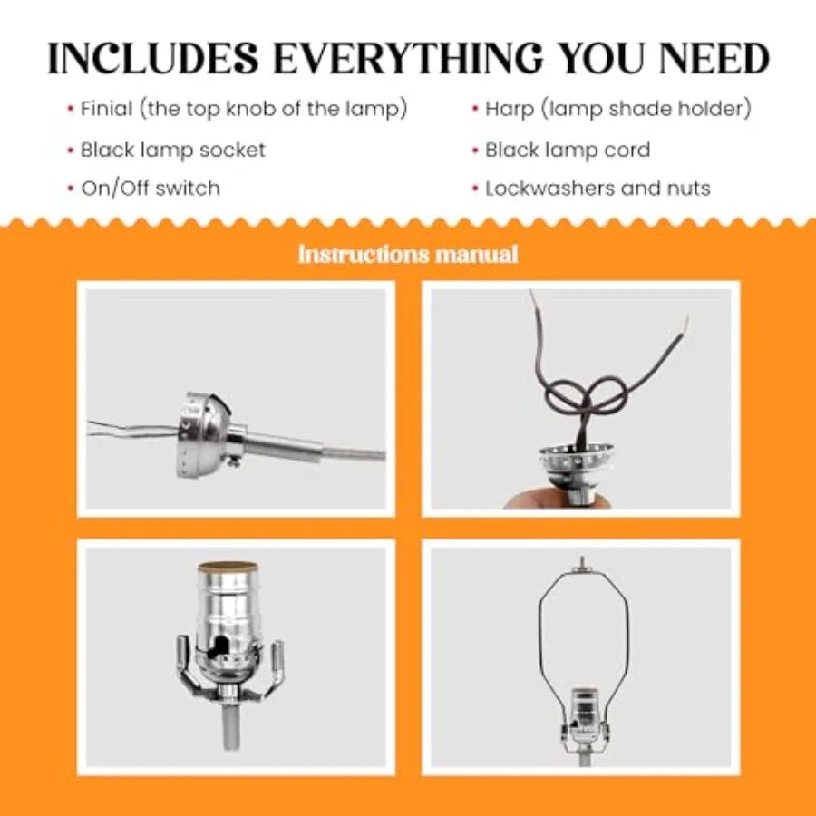 Instructional guide for DIY lamp repair kit parts