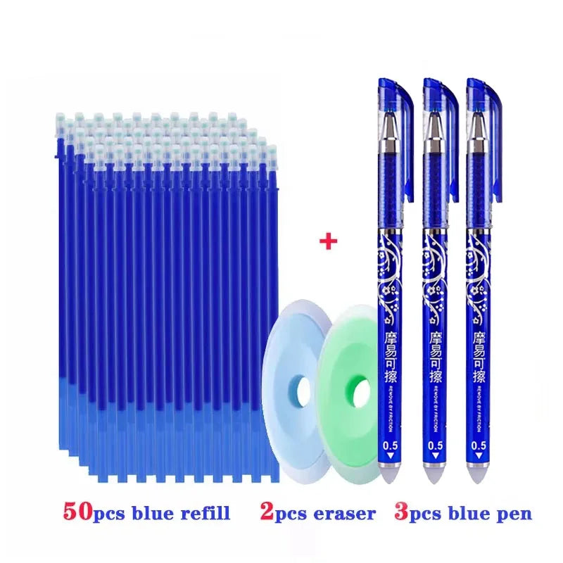 55-Piece 0.5mm Erasable Gel Pen Refill Set – 55pcs blue set C