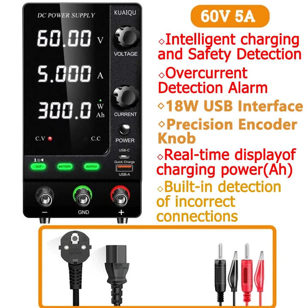 Adjustable Bench Power Supply for Battery Charging - Up to 1200W – Recharge 60V5A 300W