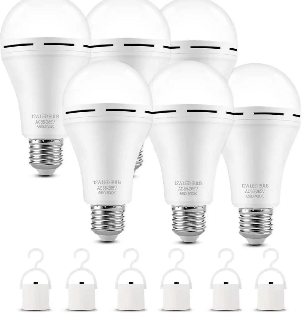 Emergency Rechargeable LED Light Bulbs 800LM 6500K E26/E27 Base – 6pcs