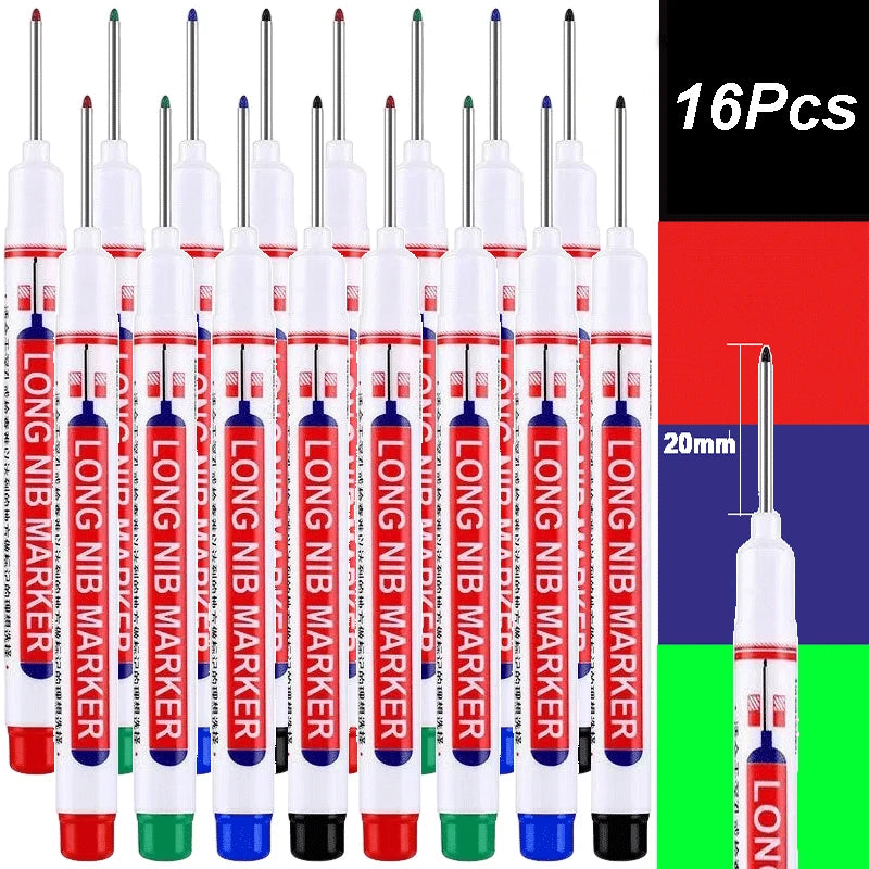 2cm Long Head Waterproof Deep Hole Marker Pens for Woodworking – 16PCS-4 color Mix-1