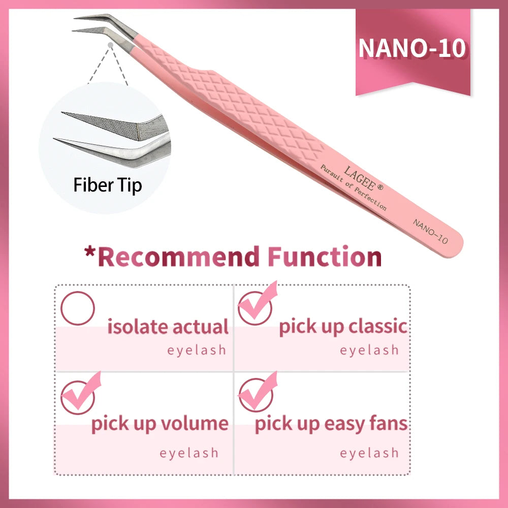 Lagee Fiber Tip Eyelash Extension Tweezers for Volume and Isolation – NANO-10