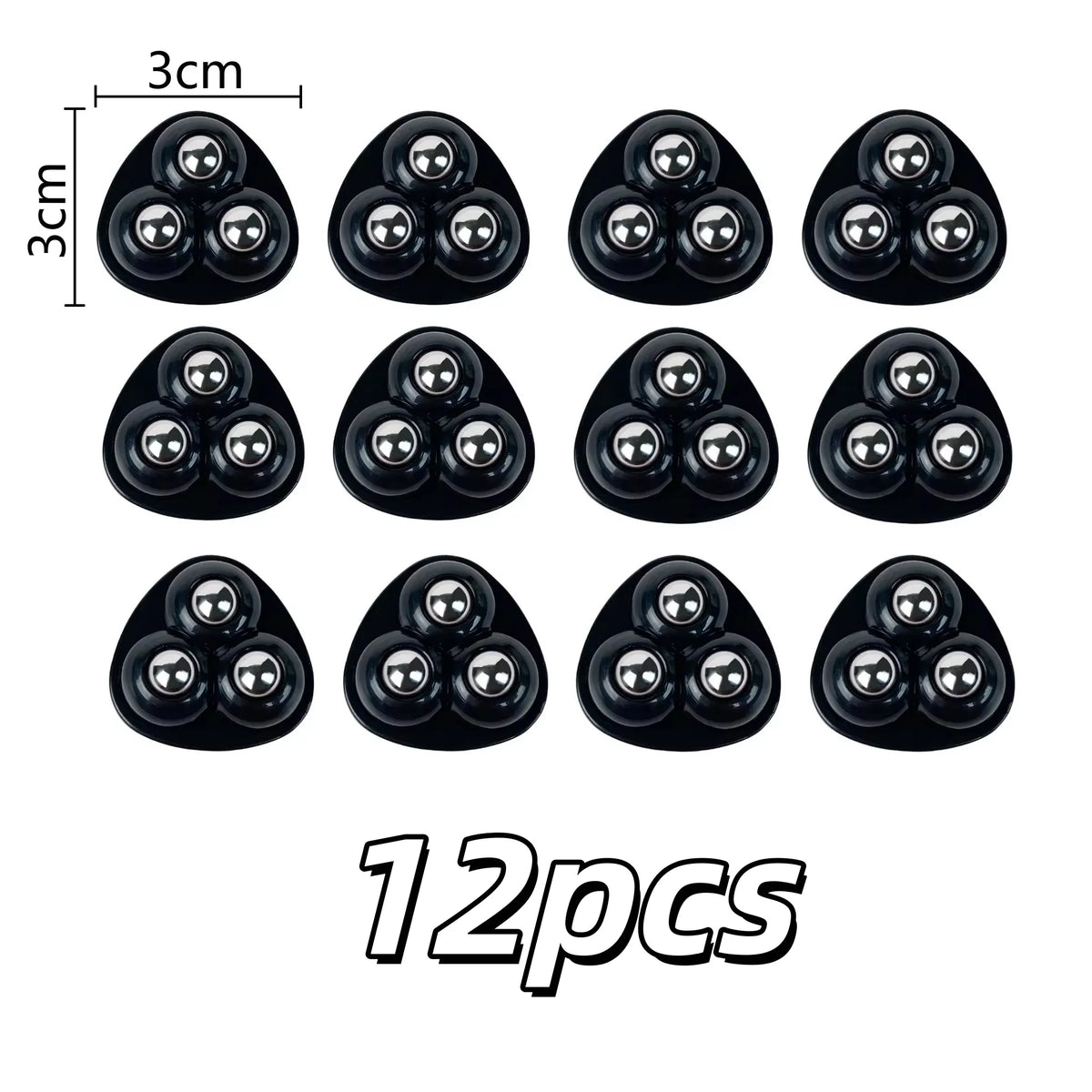 Heavy-Duty Mini Rolling Swivel Casters for Furniture and Storage Boxes – black S 12pcs