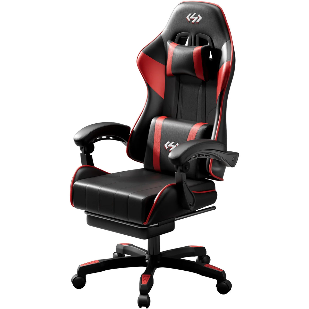 Ergonomic Gaming Chair with Footrest, Adjustable Recline and Lumbar Support – Black Red Chair