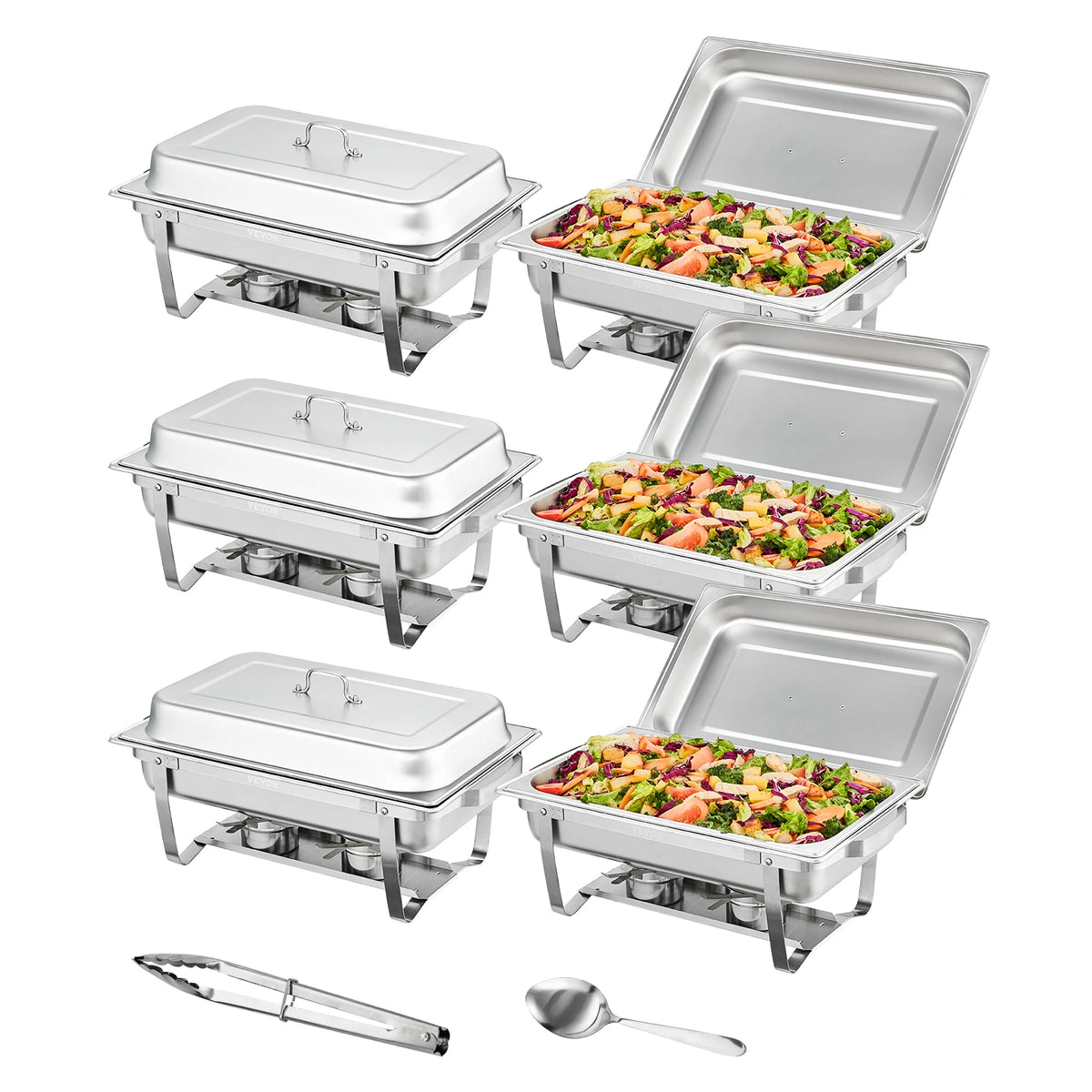 8 Qt Rectangle Chafing Dish Buffet Server with Folding Stand – 6 Packs