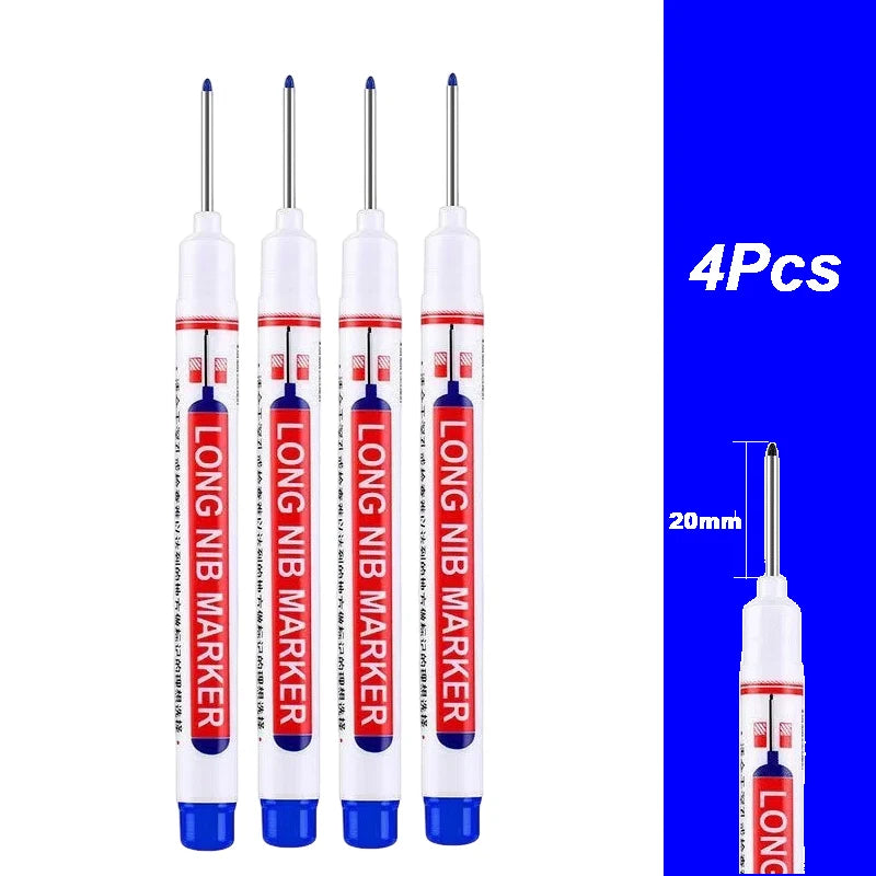 2cm Long Head Waterproof Deep Hole Marker Pens for Woodworking – Blue 4Pcs