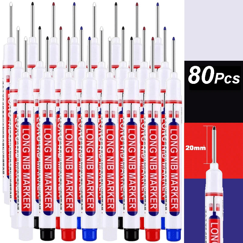 2cm Long Head Waterproof Deep Hole Marker Pens for Woodworking – 80PCS - 4colorMix