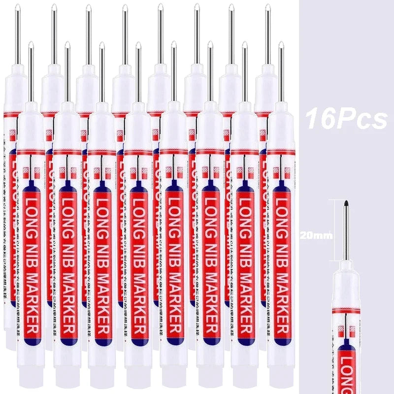 2cm Long Head Waterproof Deep Hole Marker Pens for Woodworking – White 16Pcs