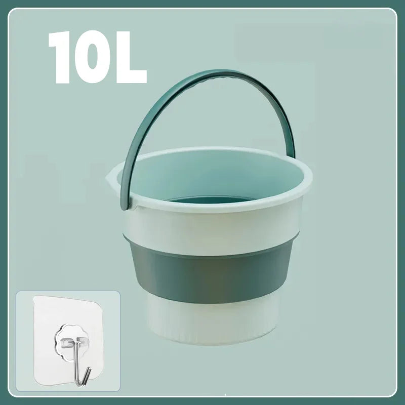 Portable Folding Silicone Bucket 5L, 10L, or 17L for Camping and Fishing – Green-10L