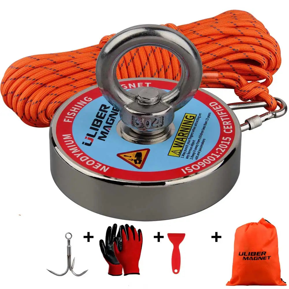 400lbs Neodymium Fishing Magnet Kit with 20M Rope – 400lbs Rope Claw