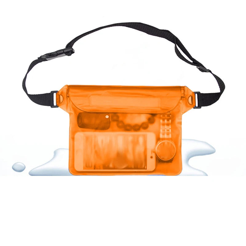 Waterproof Waist and Shoulder Dry Bag - 22 x 14 cm PVC Pouch – Orange
