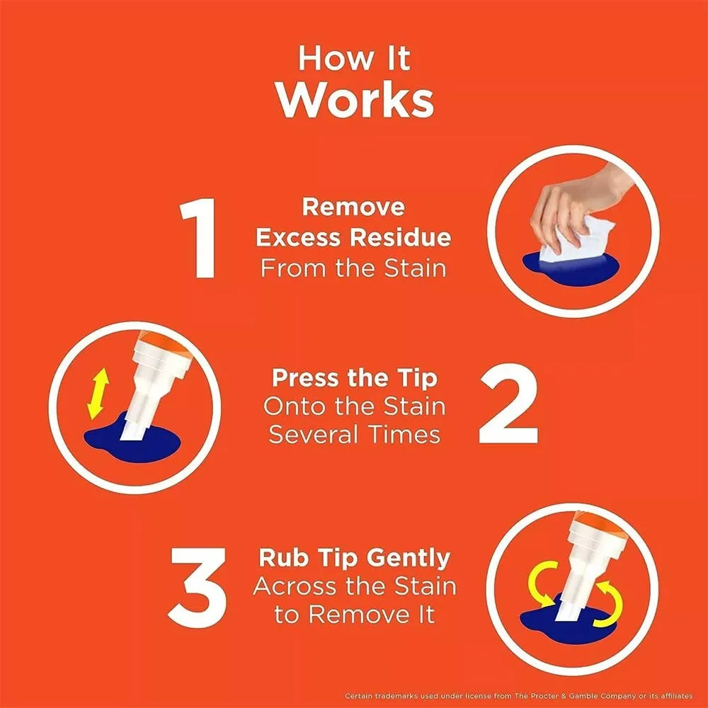 Instructions on how to use a stain remover pen with numbered steps