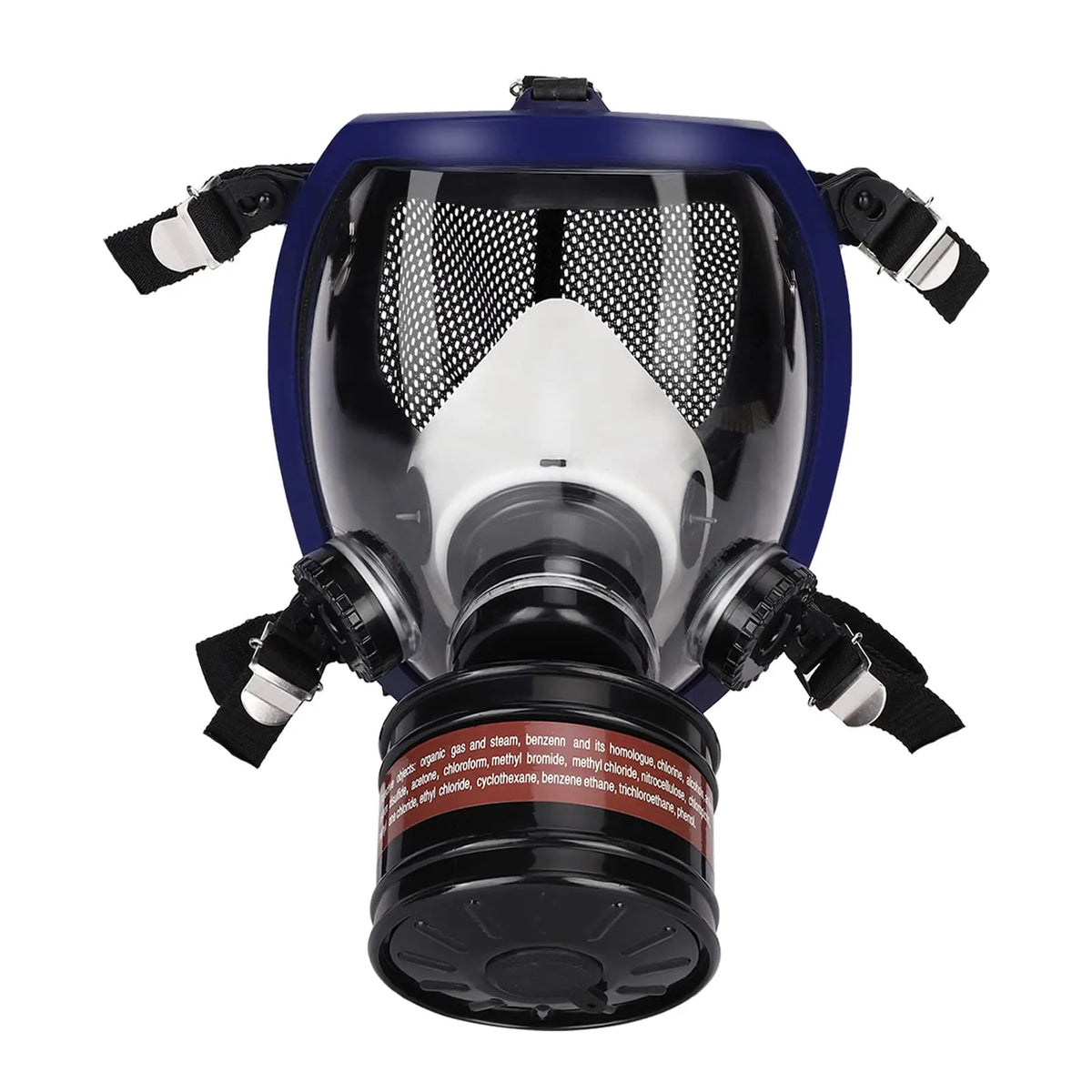 Full face respirator gas mask with activated carbon filter canister