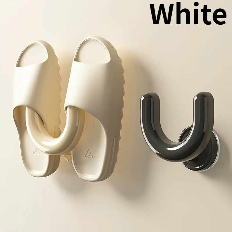Wall-Mounted Suction Cup Shoe Rack for Bathroom and Shower – 1PC White