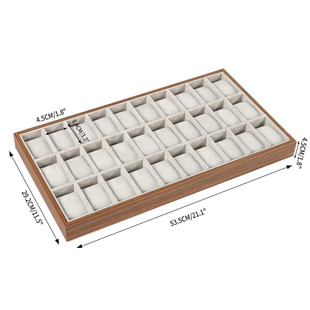 30-Compartment Watch Box and Jewelry Organizer Case – Grey