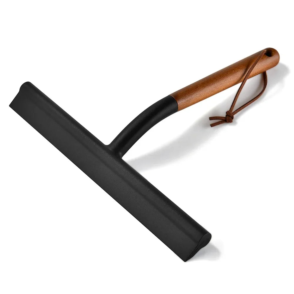 Silicone and Wood Bathroom Squeegee 250 mm Window Cleaning Tool – Black