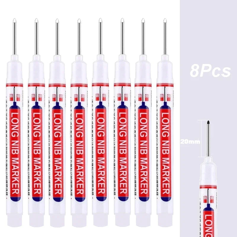 2cm Long Head Waterproof Deep Hole Marker Pens for Woodworking – White 8Pcs