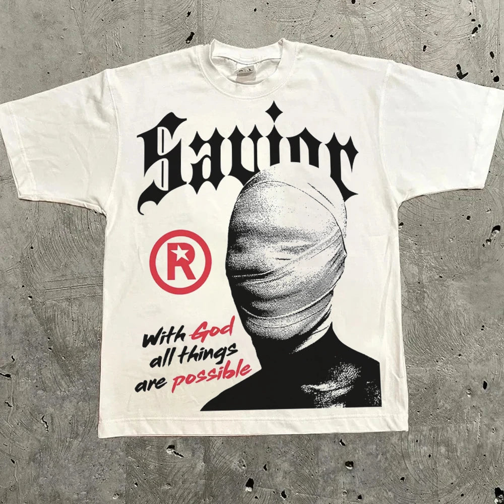 Oversized Harajuku Letter Graphic Cotton T-Shirt, Unisex Casual Tee – M