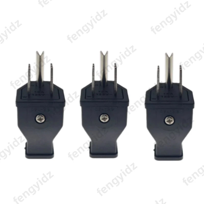 US 3-Pin Industrial AC Rewireable Plug and Socket Connector – Male 3pcs