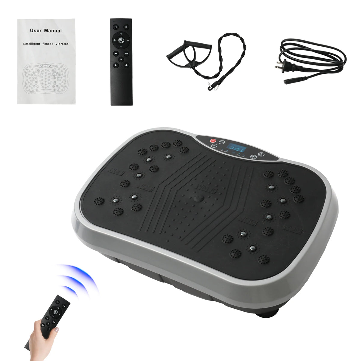 Vibration Plate Exercise Machine with 99 Speeds and Remote Control – Silver Black Color