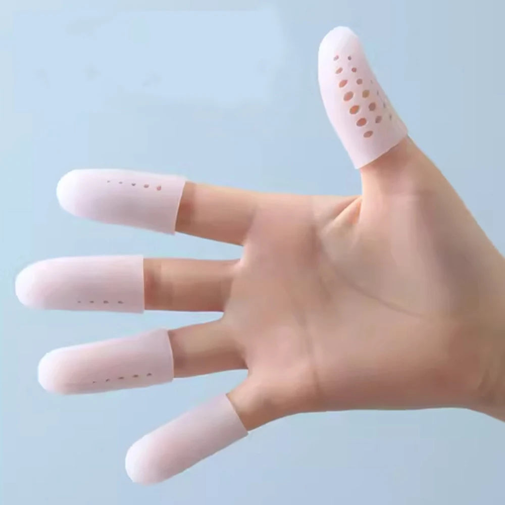 Silicone Finger and Toe Protector Sleeves - Breathable Anti-Friction Caps – White