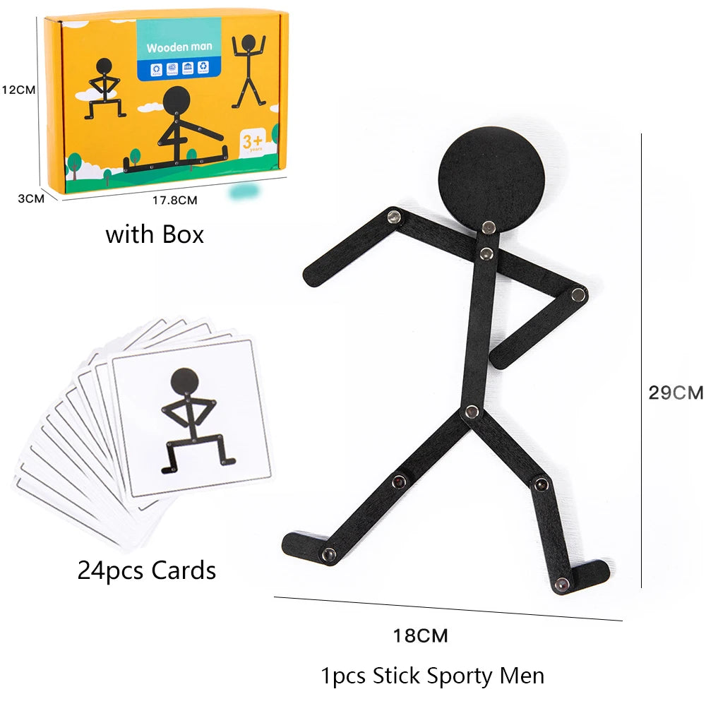 Stick Sporty Men Montessori Educational Puzzle Toy for Fine Motor Skills – Black