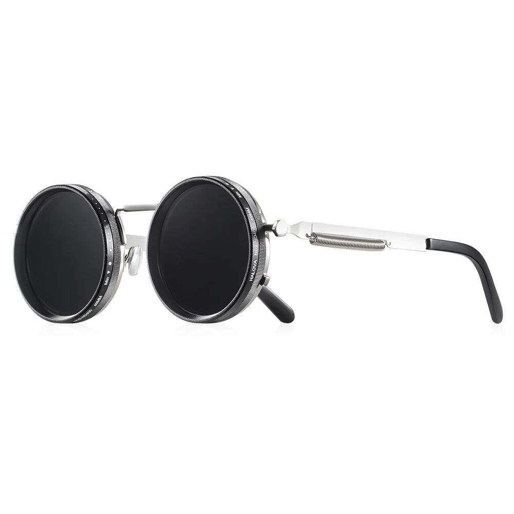Round Adjustable ND Dimming Sunglasses with UV400 Protection – Silvery