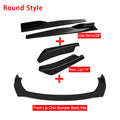 Universal Front Bumper Lip and Side Skirt Diffuser Kit, 8-Piece Set – Round Style