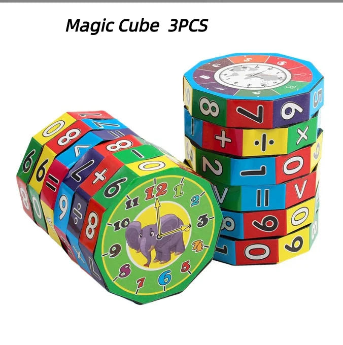 Arithmetic Math Cylinder Puzzle Toy for Children – Magic Cube  3PCS