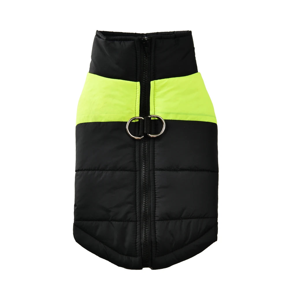 Waterproof Winter Dog Jacket with D-Ring for Small to Large Dogs – Green