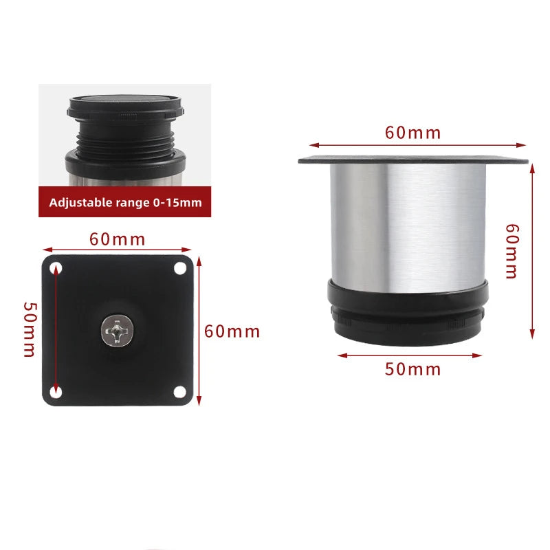 Adjustable Stainless Steel Furniture Legs, 50mm–300mm Cabinet & Sofa Feet – 60mm