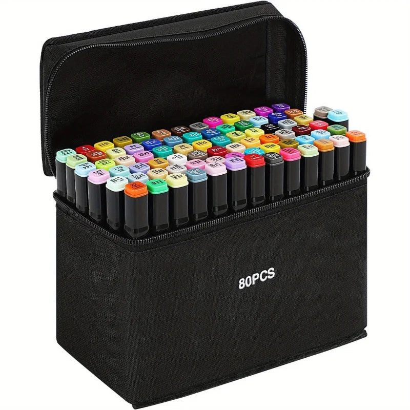 Dual Tip Alcohol Art Markers - Permanent Drawing Pens, 40-274 Color Sets – 80 PCS