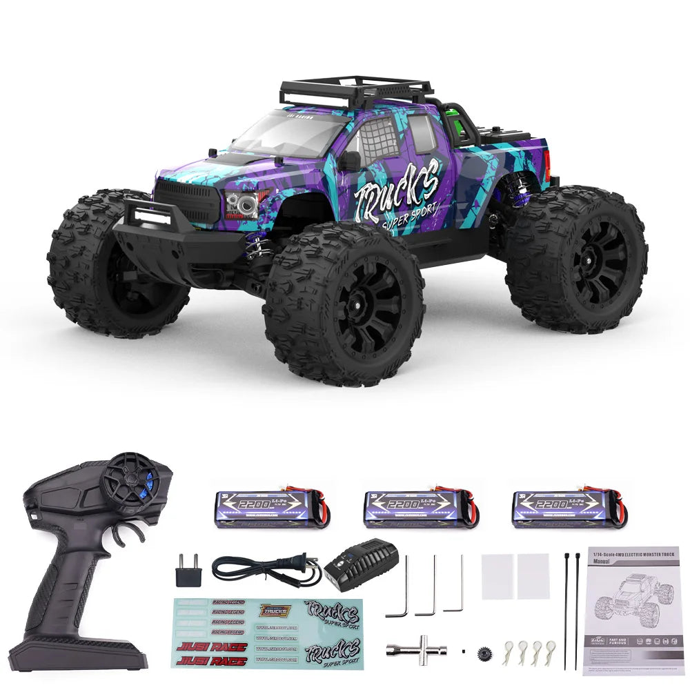 Jiusi PT14R 1/14 Scale 4WD RC Racing Car, 80 km/h Brushless Motor – PT14R 3B Blue