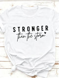 Women's Crew Neck Short Sleeve Graphic T-Shirt - Stronger Than The Storm – White