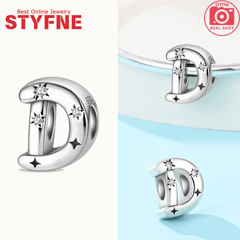 925 Silver Letter Charm with Zircon for Bracelet Jewelry Making – GYC1957-D