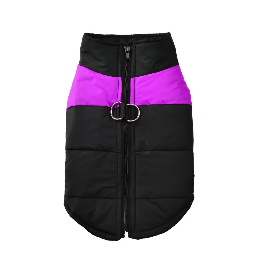 Waterproof Winter Dog Jacket with D-Ring for Small to Large Dogs – Purple