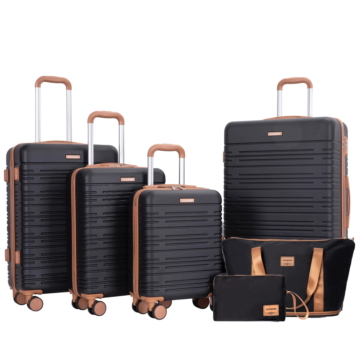 Tripcomp 6-Piece Luggage Set with Spinner Wheels and TSA Lock – Black