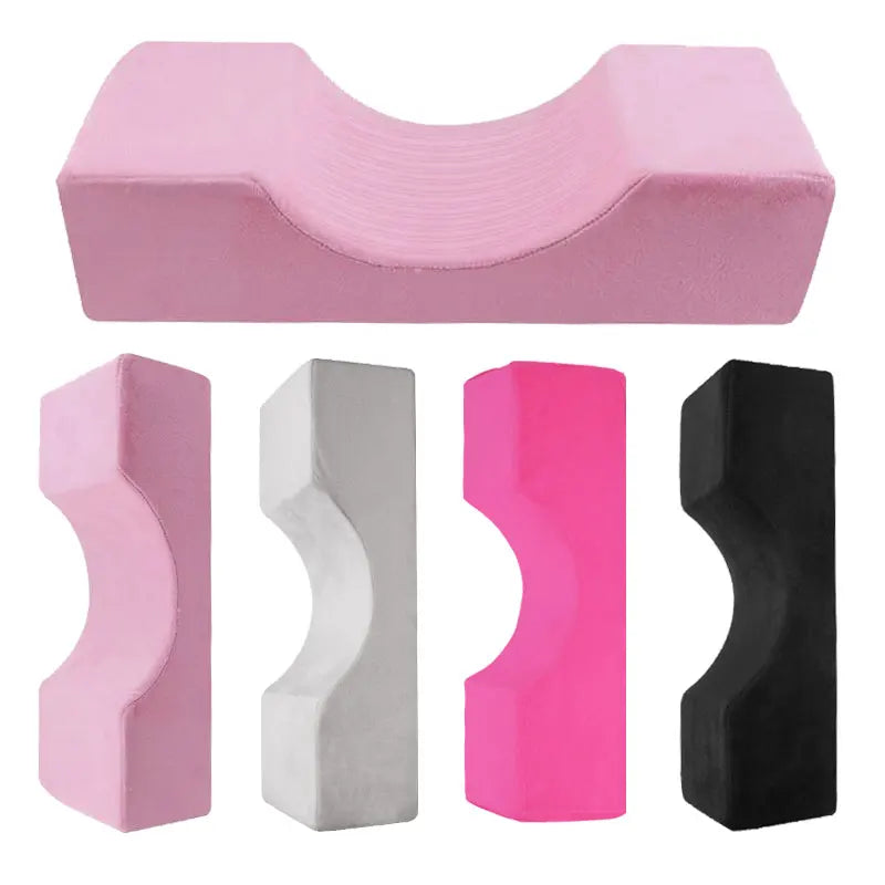 Memory foam eyelash extension pillow with concave neck support and side pockets available in various colors